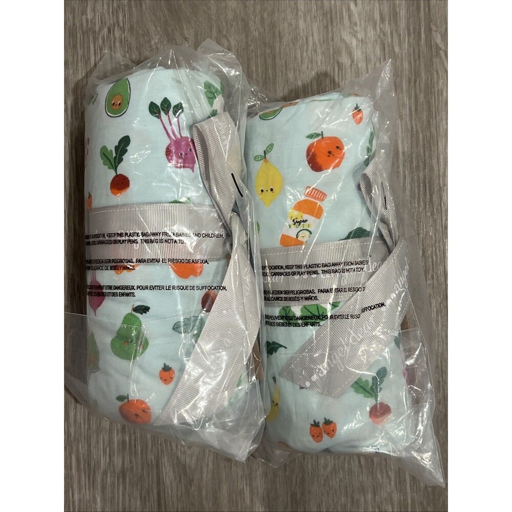 2 Pack ANGEL DEAR Vegetables BAMBOO Muslin SWADDLE Baby Blanket Eat The Rainbow
